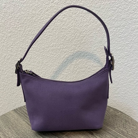 Y2K Vintage Liz Claiborne Purple Top Handle Top Zip Mini Shoulder Bag - Picture 3 of 13